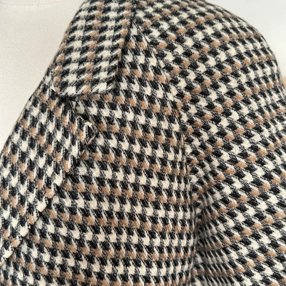 DAVID MERYL Vintage 80s Wool Blazer Jacket Houndstooth‎ Academia Cropped, Size 6 - Picture 10 of 15